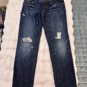 LOFT Dark Blue Distressed Skinny Jeans